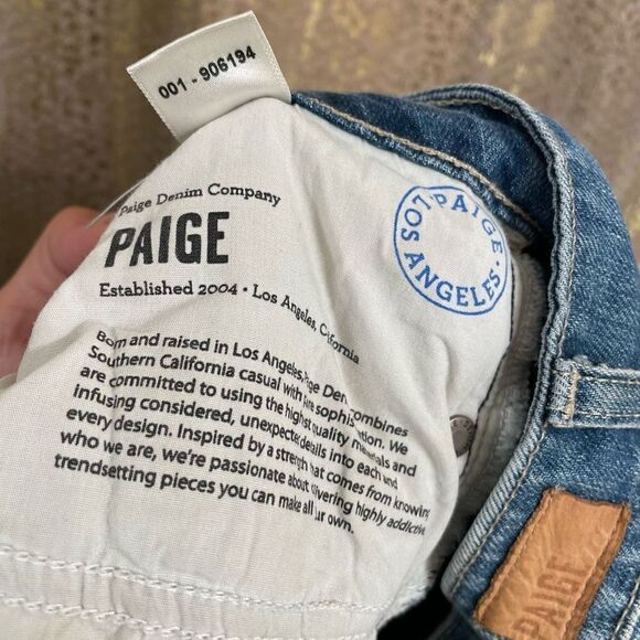 PAIGE Jimmy Jimmy Skinny Riley Destroyed Light Wash Denim Jeans, 28"/6/M - Picture 8 of 9